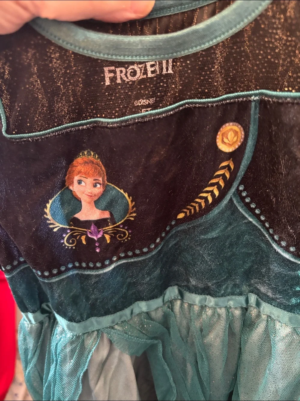 Disney Anna Teal & Black Girls' Costume Dress 5T